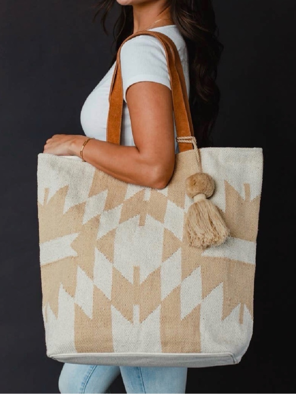 Boho Aztec Southwestern Oversized Large Weekender Tote Bag Handbag Purse - Picture 4 of 7